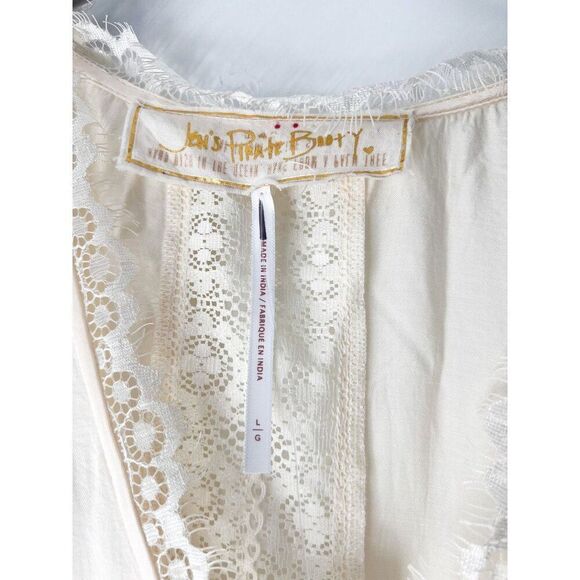 NWT Free People x Jen's Pirate Booty Angel Fire Kaftan in French Vanilla Large - Picture 7 of 9
